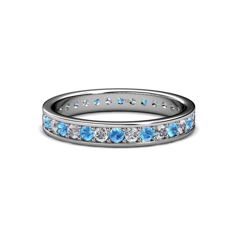 Livia 2.00 mm Blue Topaz and Diamond Eternity Band 