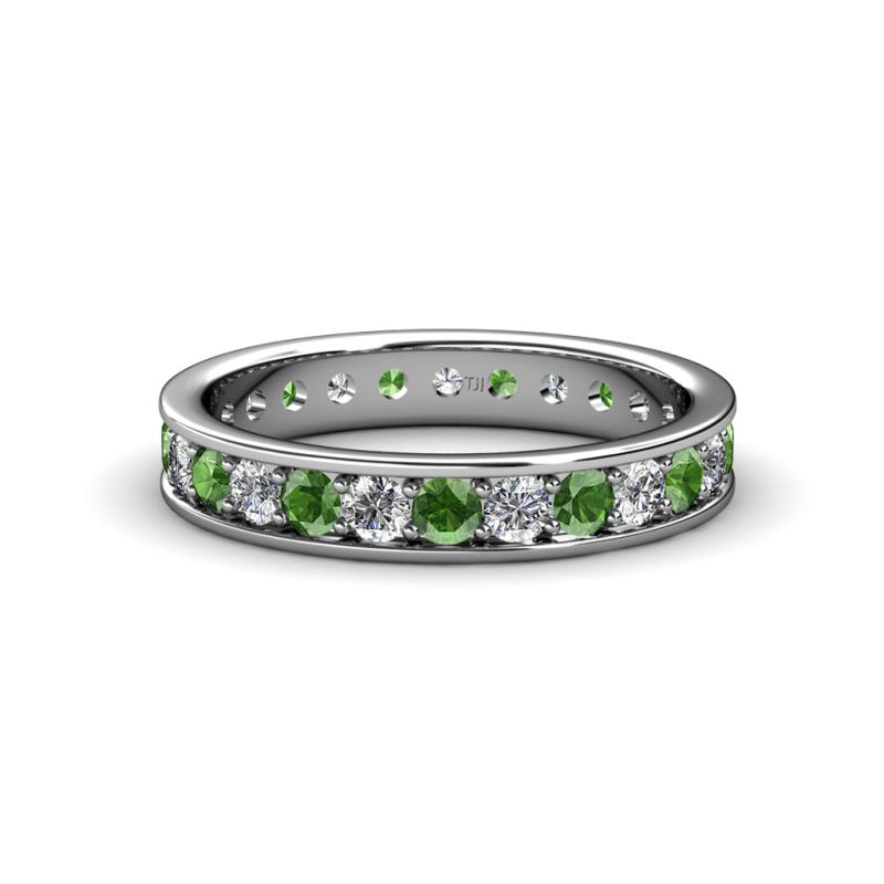 Livia 2.40 mm Green Garnet and Diamond Eternity Band 