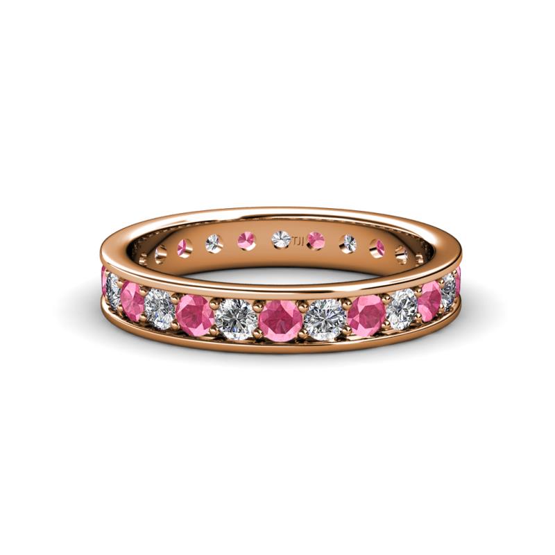 Livia 2.40 mm Pink Tourmaline and Diamond Eternity Band 