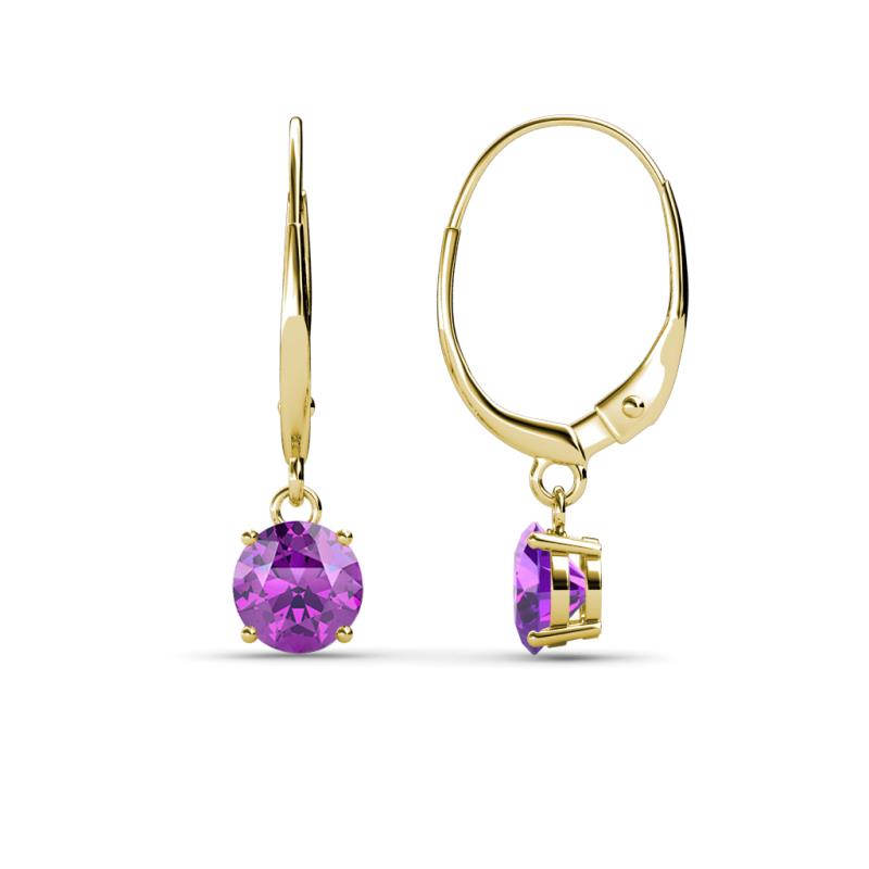 Grania Amethyst (5mm) Solitaire Dangling Earrings 