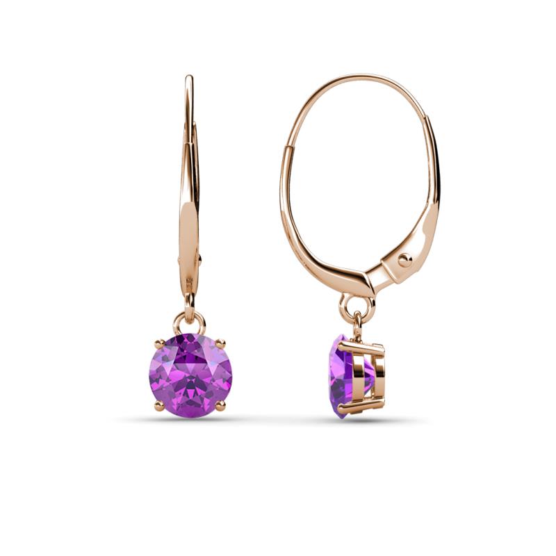 Grania Amethyst (5mm) Solitaire Dangling Earrings 