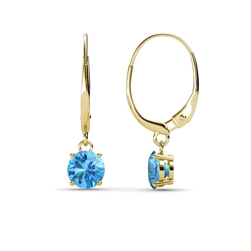 Grania Blue Topaz (5mm) Solitaire Dangling Earrings 