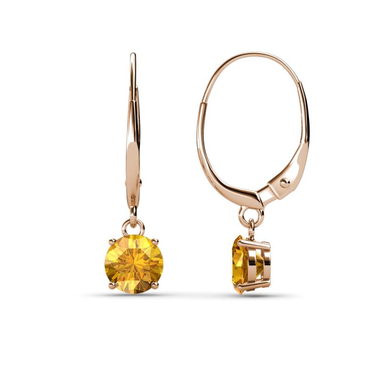 Grania Citrine (5mm) Solitaire Dangling Earrings 