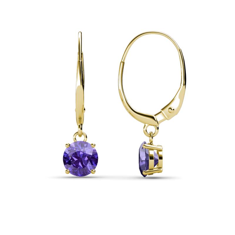 Grania Iolite (5mm) Solitaire Dangling Earrings 
