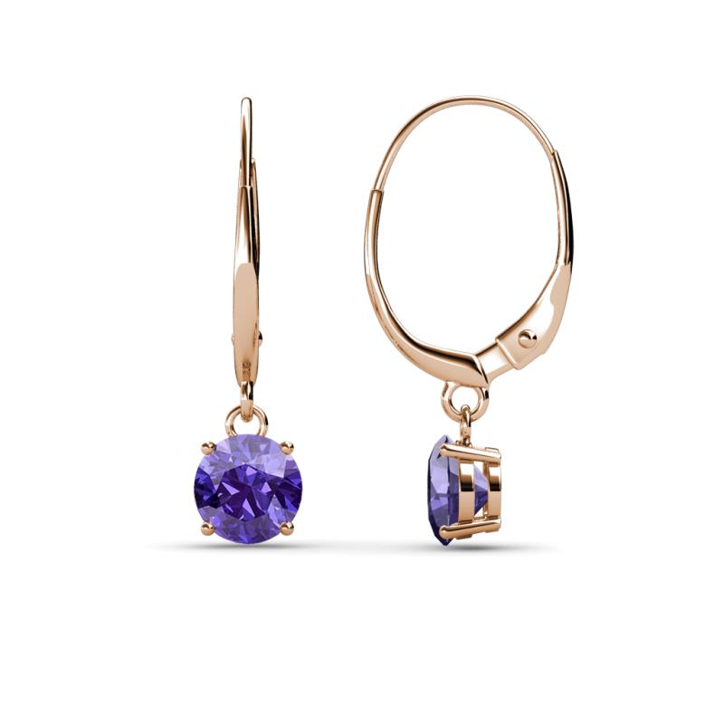 Grania Iolite (5mm) Solitaire Dangling Earrings 