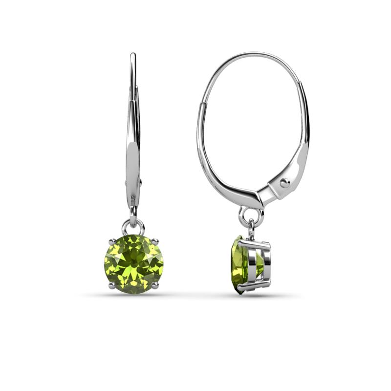 Grania Peridot (5mm) Solitaire Dangling Earrings 