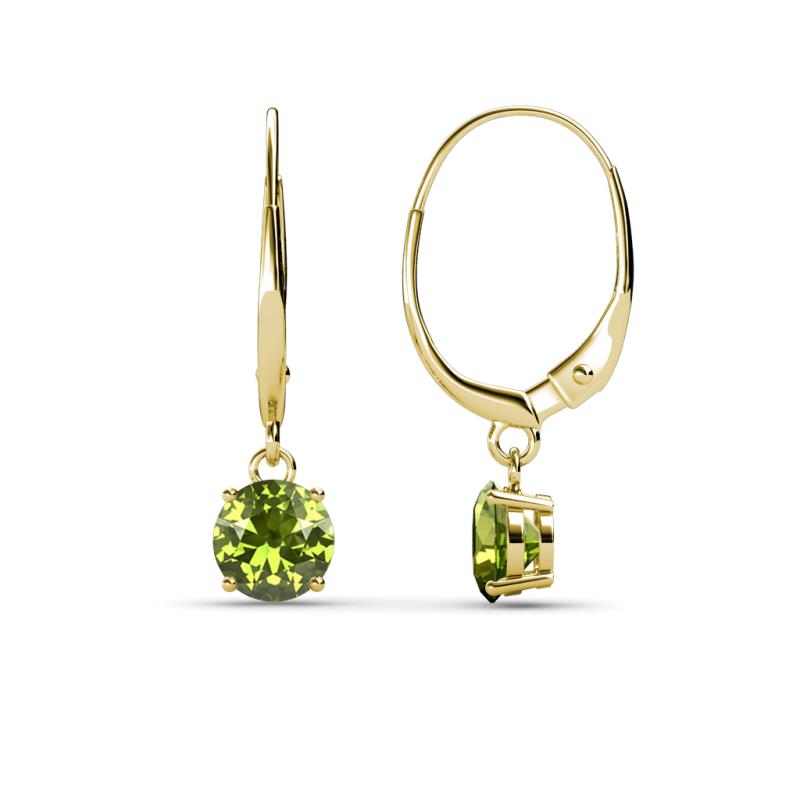 Grania Peridot (5mm) Solitaire Dangling Earrings 