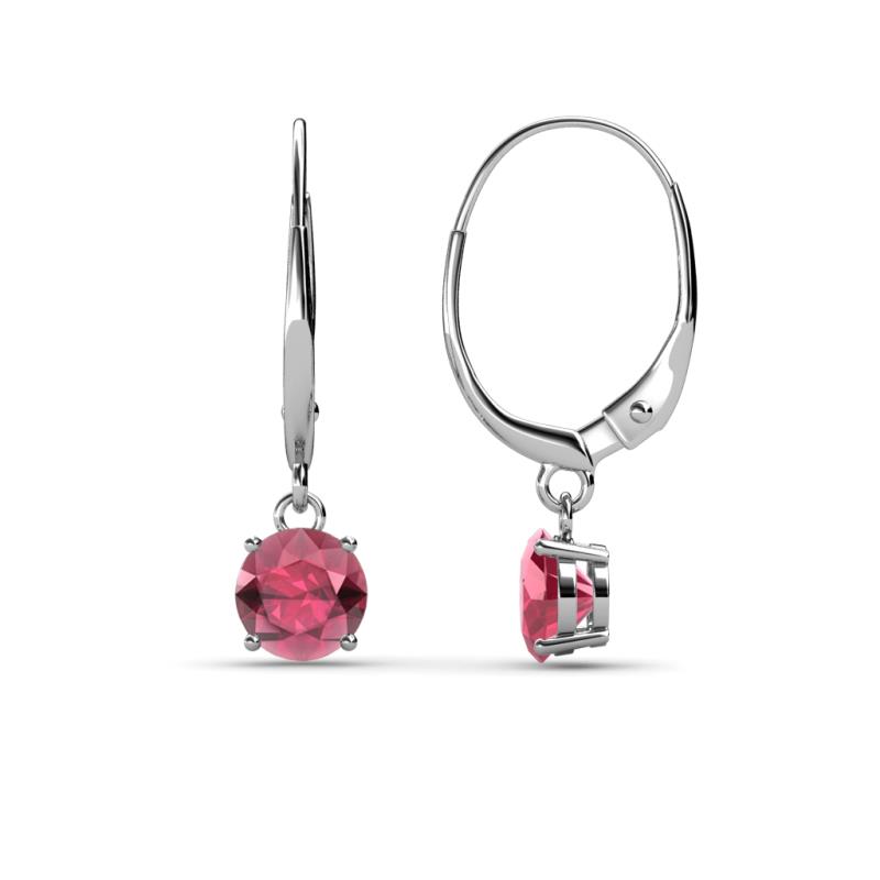 Grania Rhodolite Garnet (5mm) Solitaire Dangling Earrings 