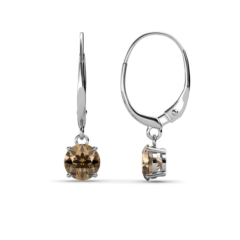 Grania Smoky Quartz (5mm) Solitaire Dangling Earrings 