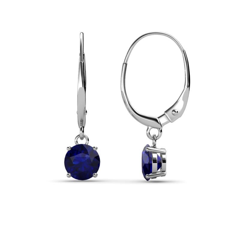 Grania Blue Sapphire (5mm) Solitaire Dangling Earrings 