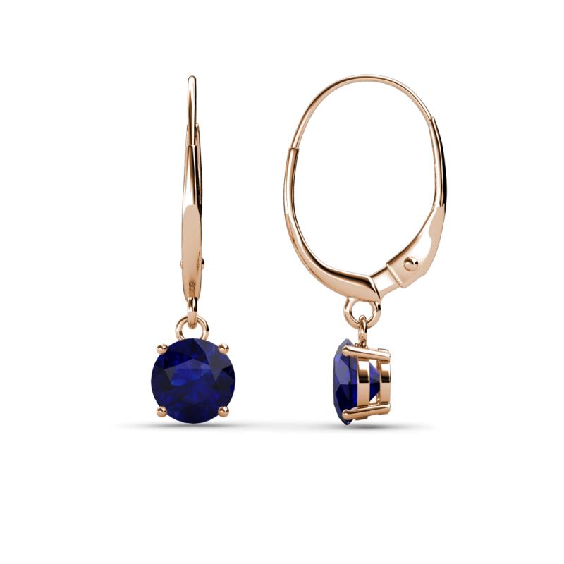 Grania Blue Sapphire (5mm) Solitaire Dangling Earrings 