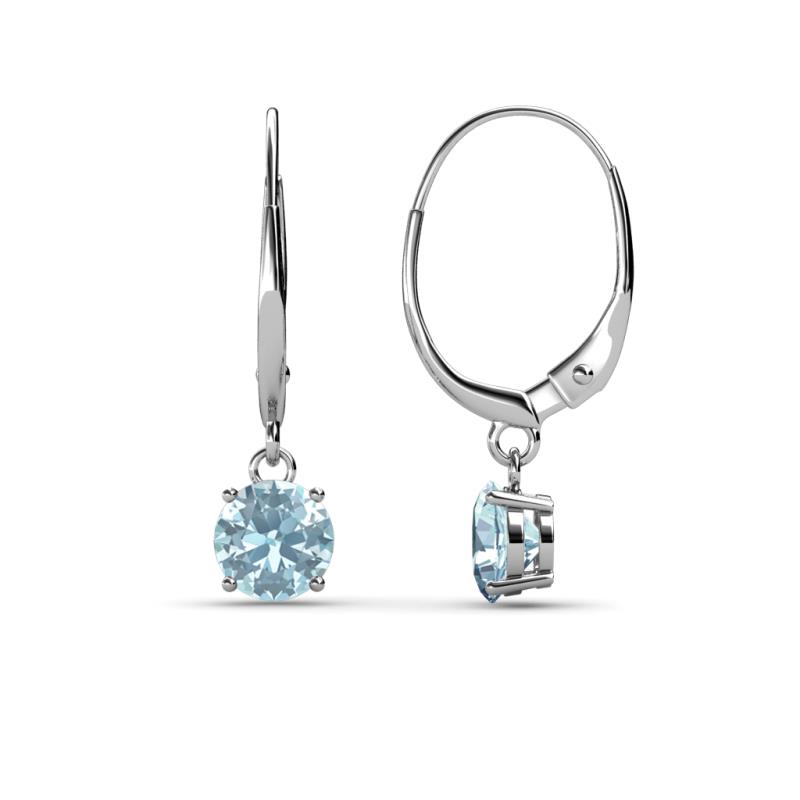 Grania Aquamarine (5mm) Solitaire Dangling Earrings 