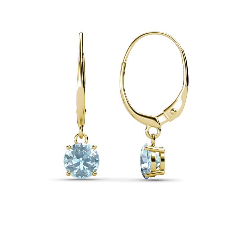 Grania Aquamarine (5mm) Solitaire Dangling Earrings 