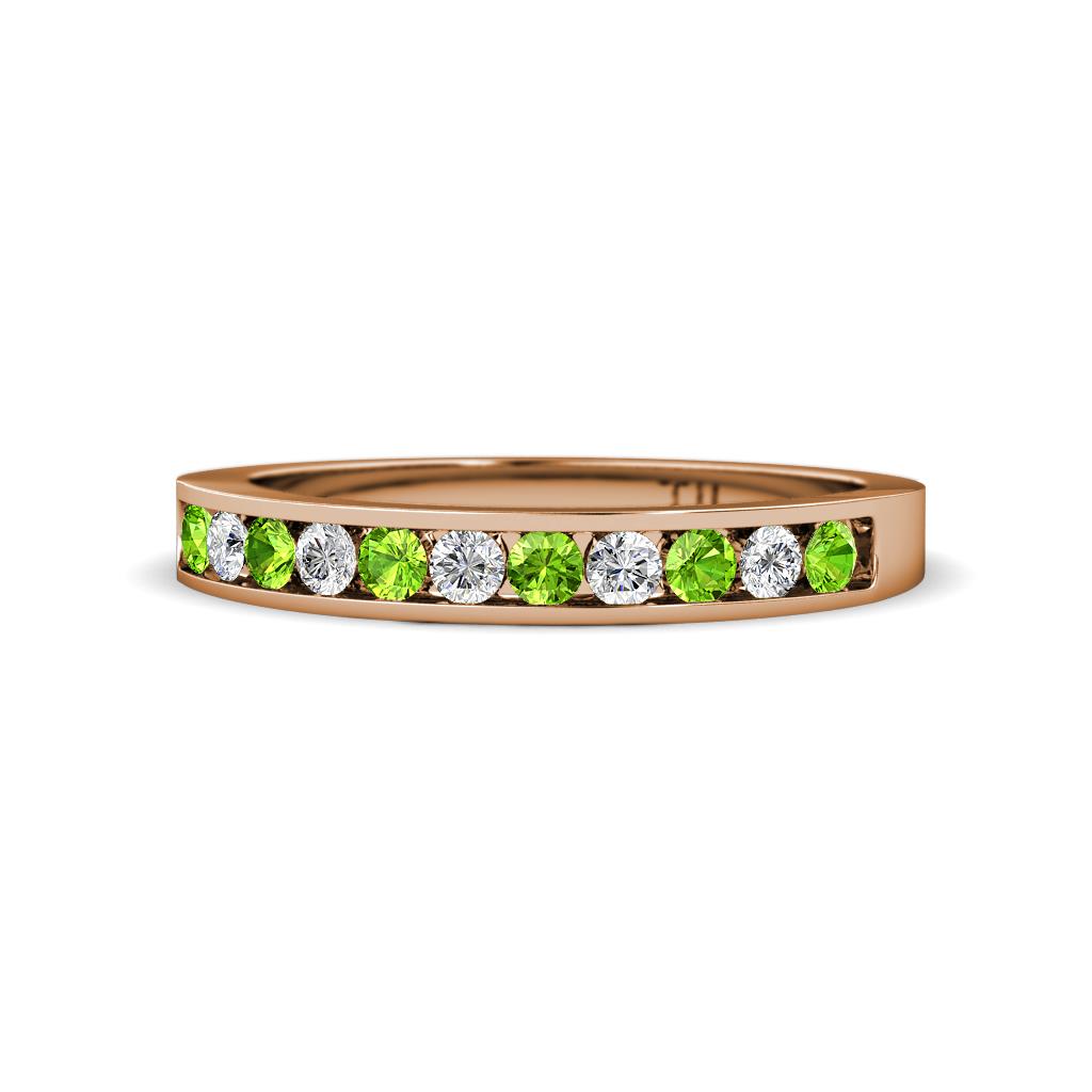 Kathiryn 2.30 mm Peridot and Diamond 11 Stone Wedding Band 