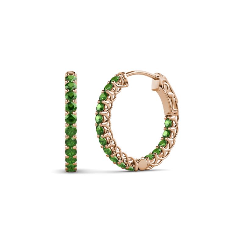 Amara Green Garnet Hoop Earrings 