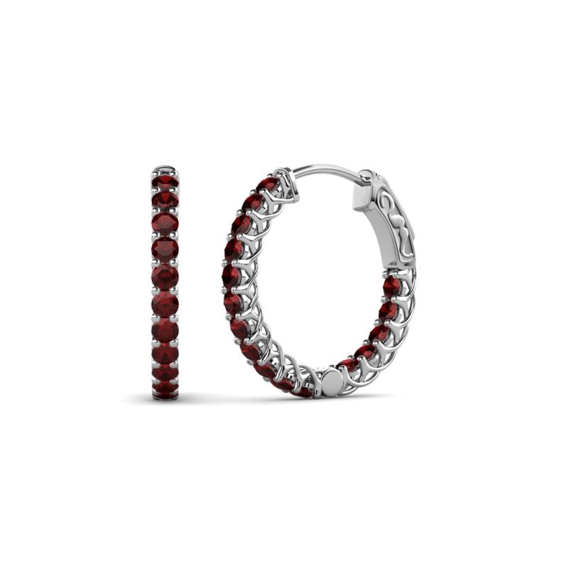 Amara Red Garnet Hoop Earrings 