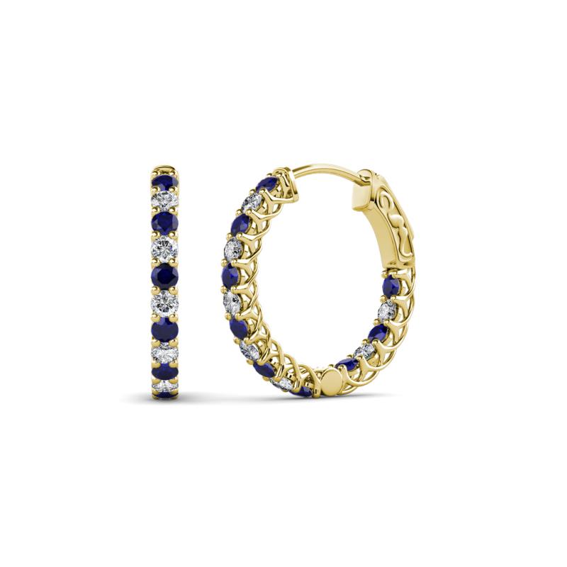 Amara Blue Sapphire and Diamond Hoop Earrings 
