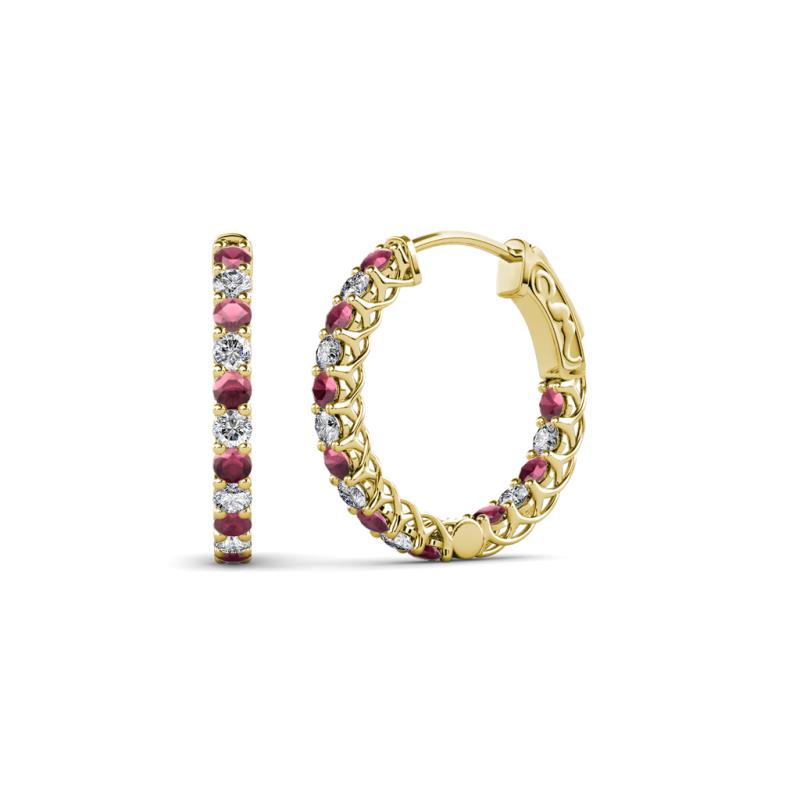 Amara Rhodolite Garnet and Diamond Hoop Earrings 