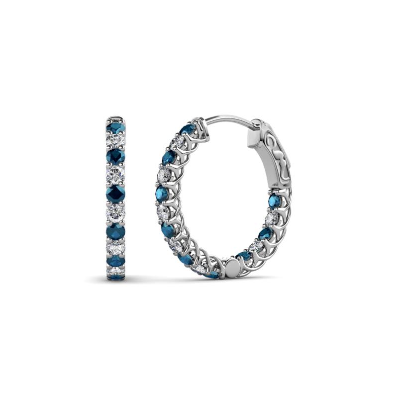 Amara Blue and White Diamond Hoop Earrings 