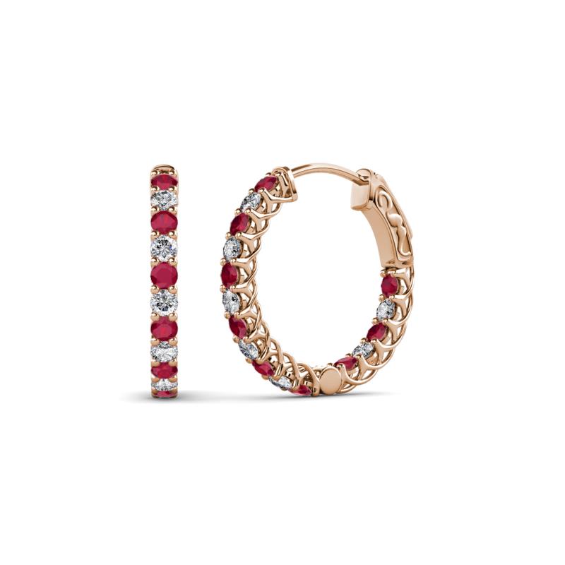 Amara Ruby and Diamond Hoop Earrings 