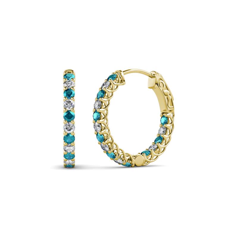 Amara London Blue Topaz and Diamond Hoop Earrings 