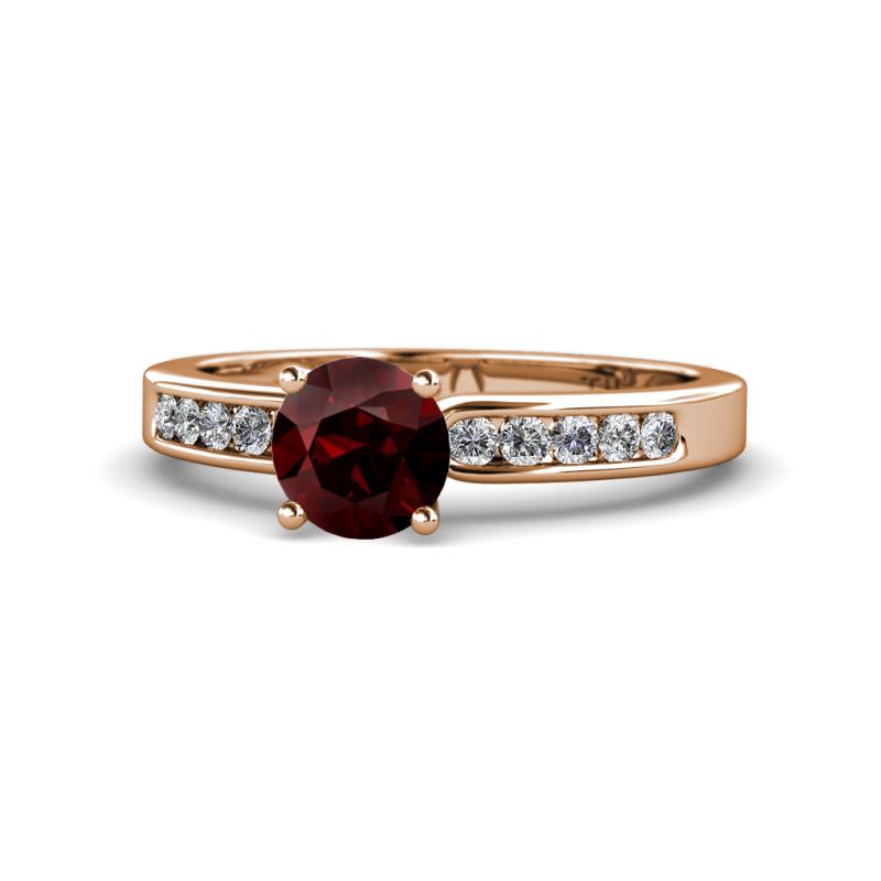 Enya Classic Red Garnet and Diamond Engagement Ring 