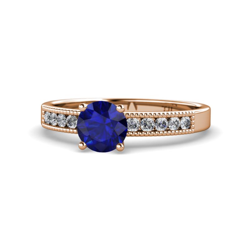 Ronia Classic Blue Sapphire and Diamond Engagement Ring 
