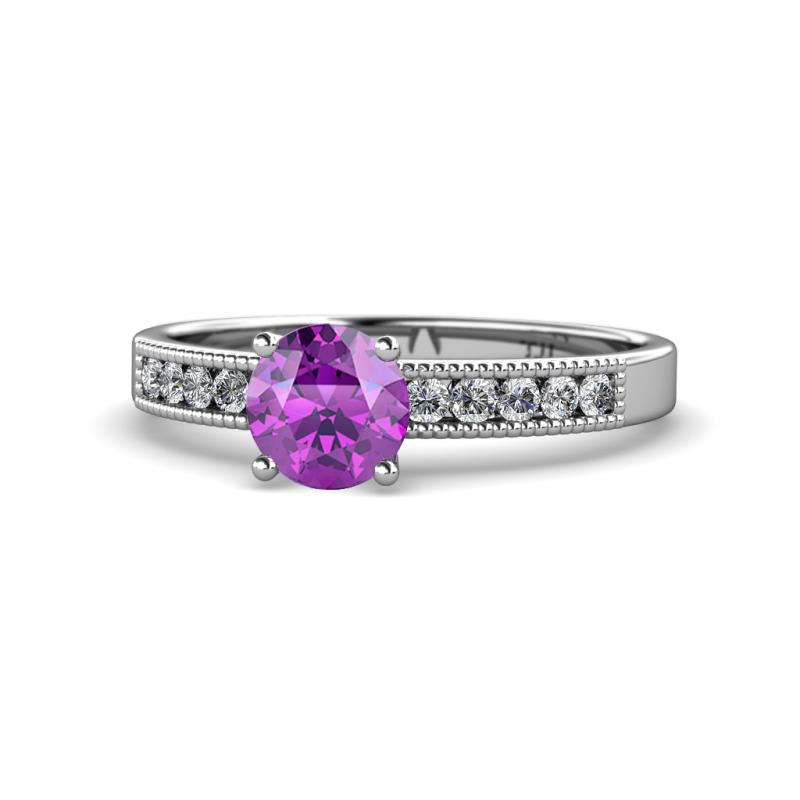Ronia Classic Amethyst and Diamond Engagement Ring 