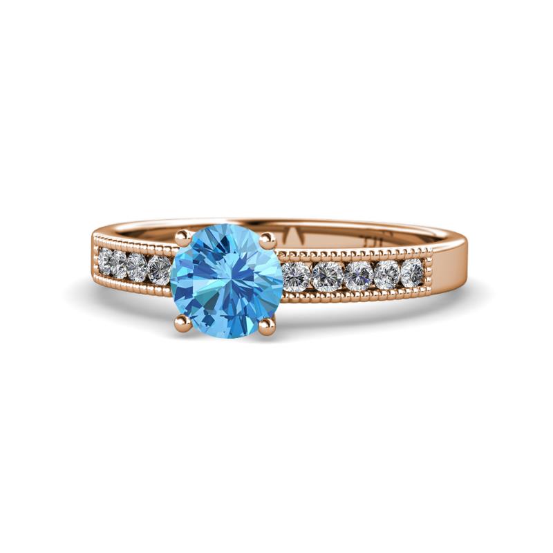 Ronia Classic Blue Topaz and Diamond Engagement Ring 