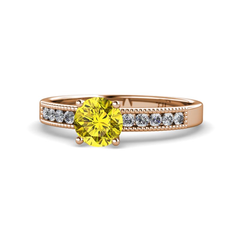 Ronia Classic Yellow and White Diamond Engagement Ring 