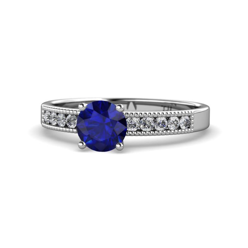 Ronia Classic Blue Sapphire and Diamond Engagement Ring 
