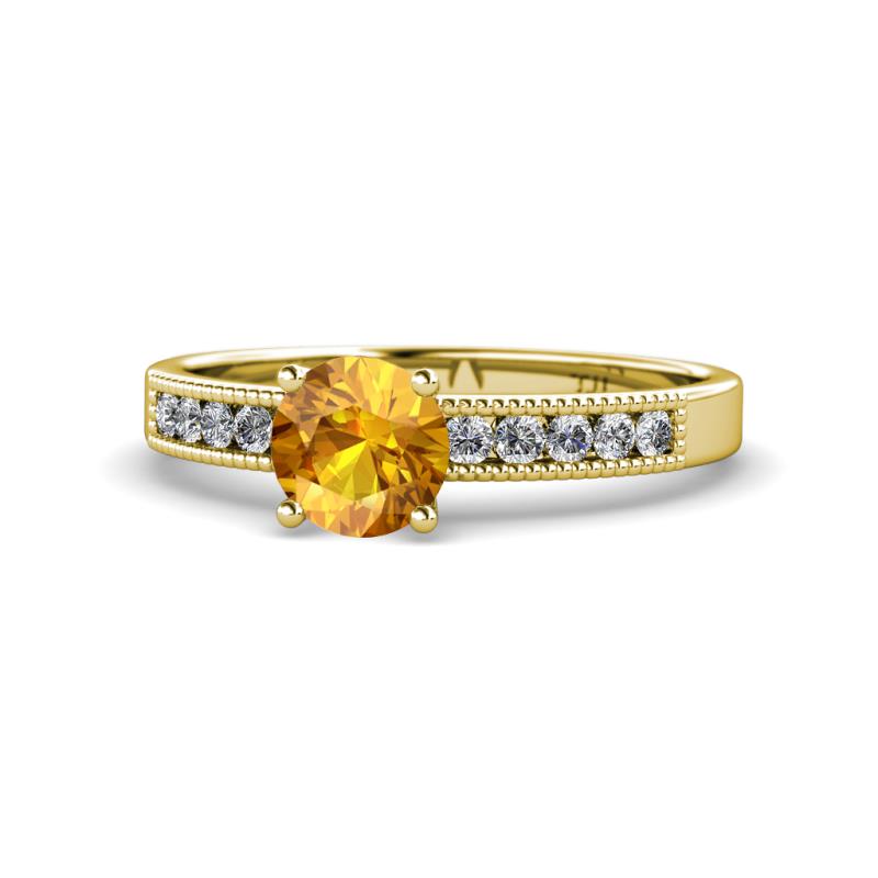 Ronia Classic Citrine and Diamond Engagement Ring 