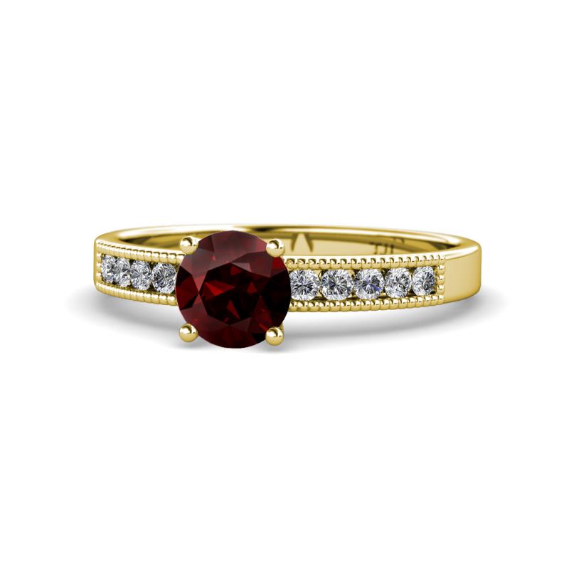 Ronia Classic Red Garnet and Diamond Engagement Ring 