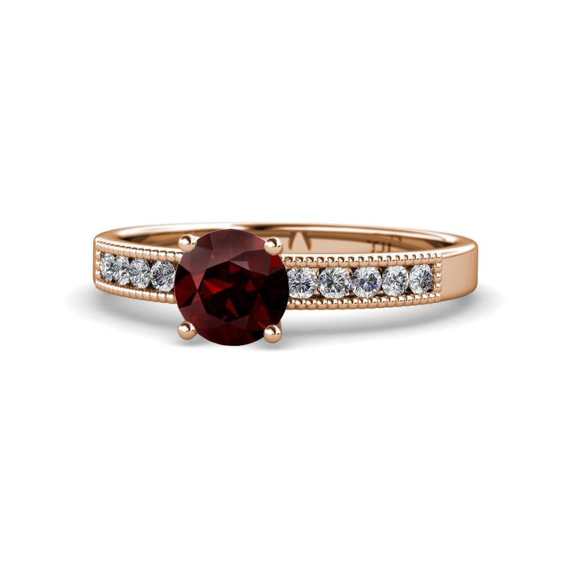 Ronia Classic Red Garnet and Diamond Engagement Ring 