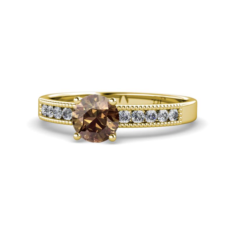 Ronia Classic Smoky Quartz and Diamond Engagement Ring 
