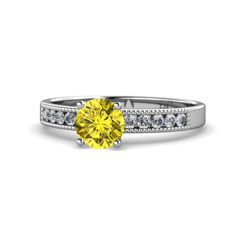 Ronia Classic Yellow and White Diamond Engagement Ring 