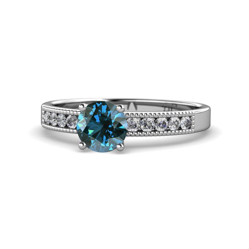 Ronia Classic Blue and White Diamond Engagement Ring 