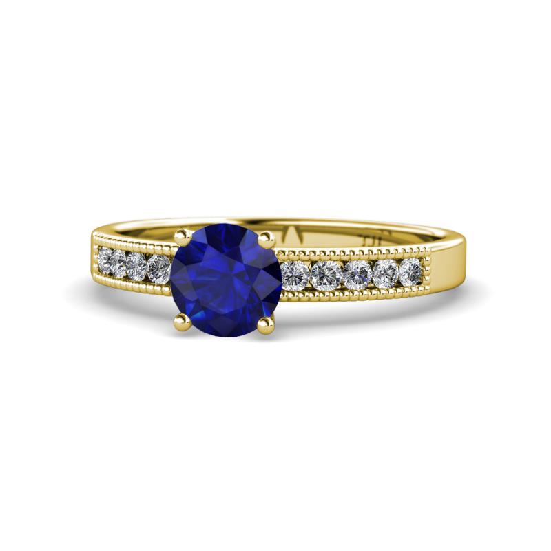 Ronia Classic Blue Sapphire and Diamond Engagement Ring 