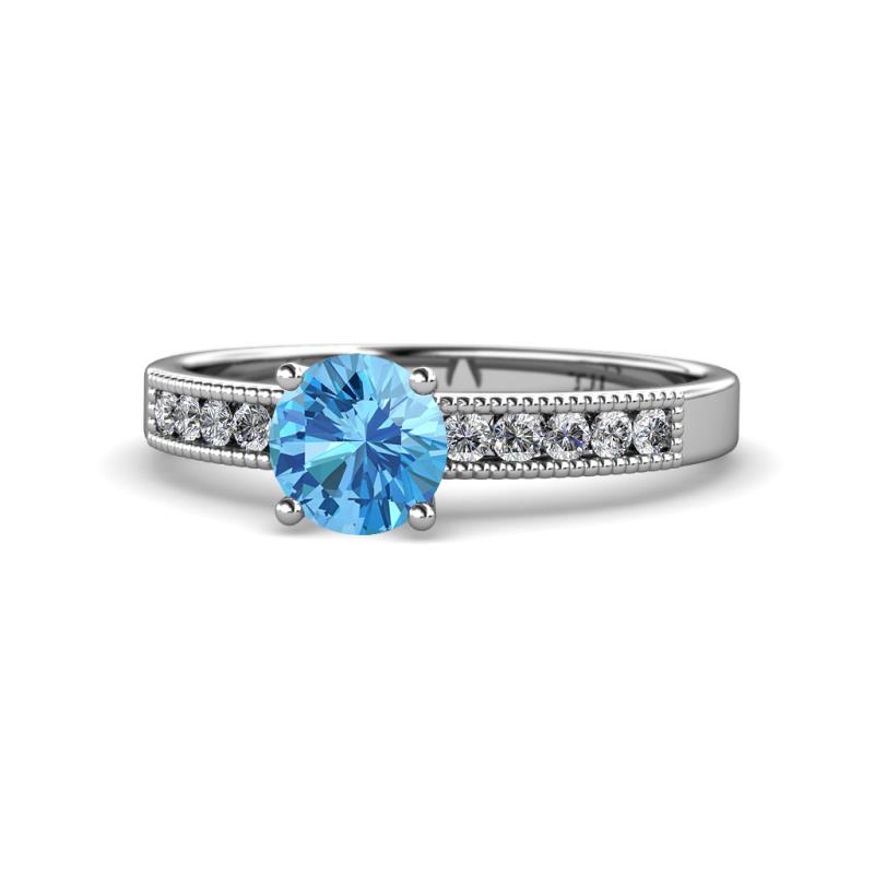 Ronia Classic Blue Topaz and Diamond Engagement Ring 