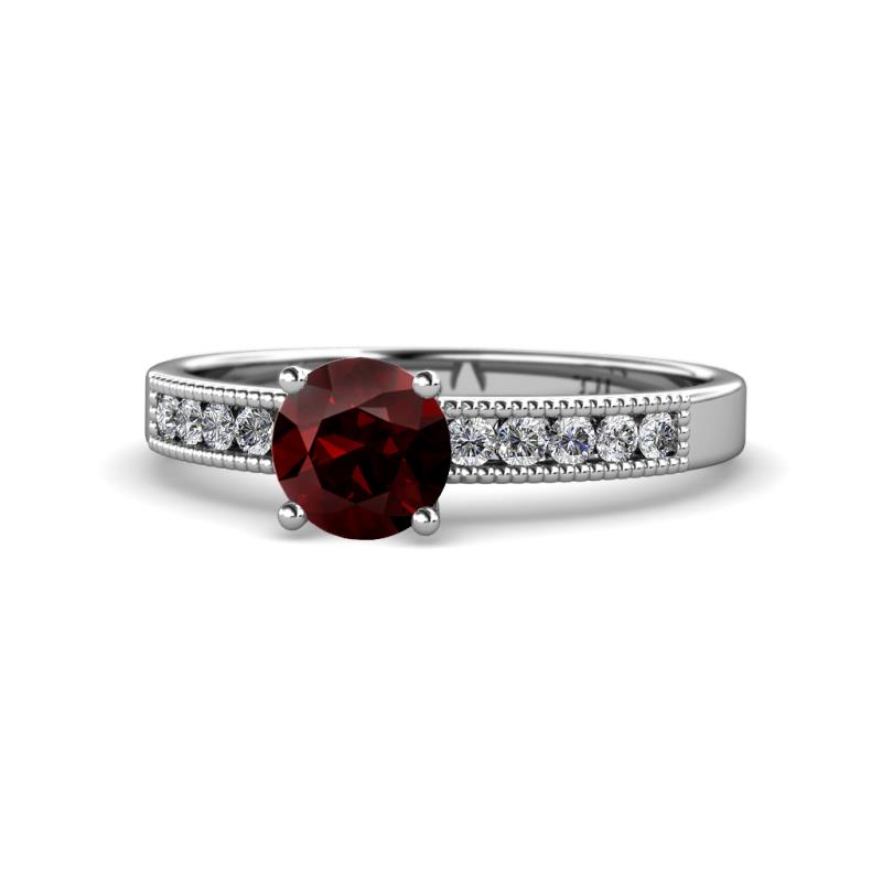 Ronia Classic Red Garnet and Diamond Engagement Ring 