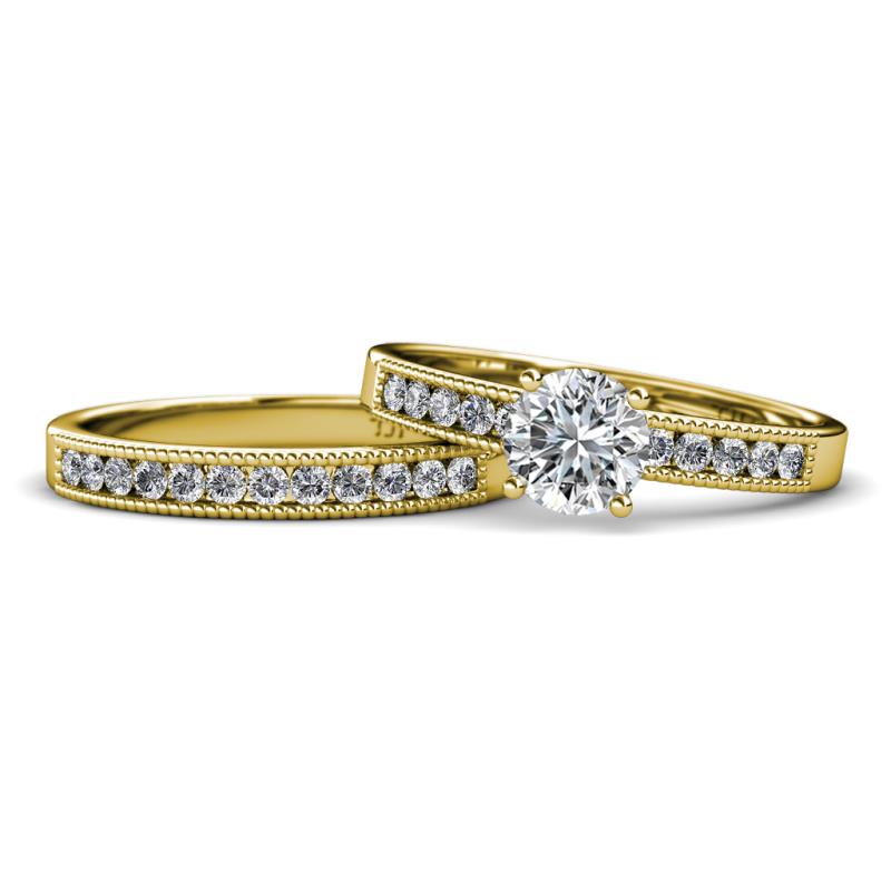 Ronia 1.66 ctw Classic GIA Certified Natural Diamond (6.50 mm) Accented Lab Grown Diamonds Bridal Set Ring  