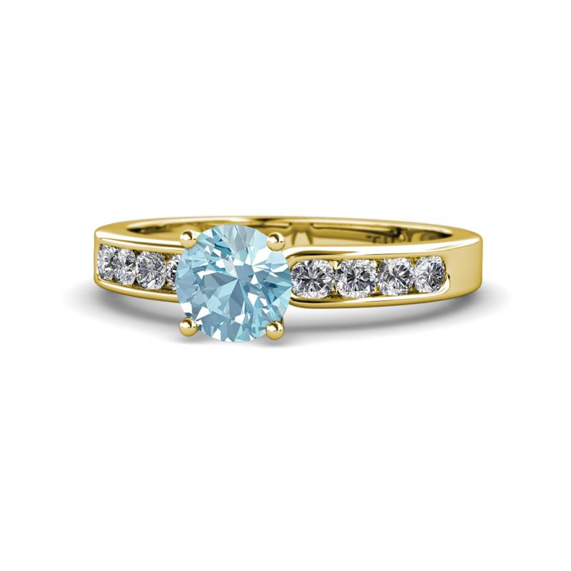 Enya Classic Aquamarine and Diamond Engagement Ring 
