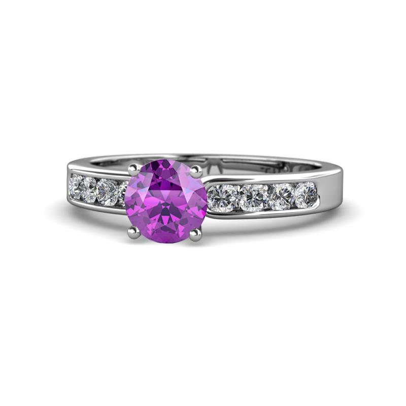 Enya Classic Amethyst and Diamond Engagement Ring 