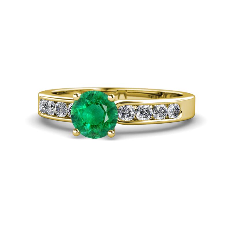 Enya Classic Emerald and Diamond Engagement Ring 