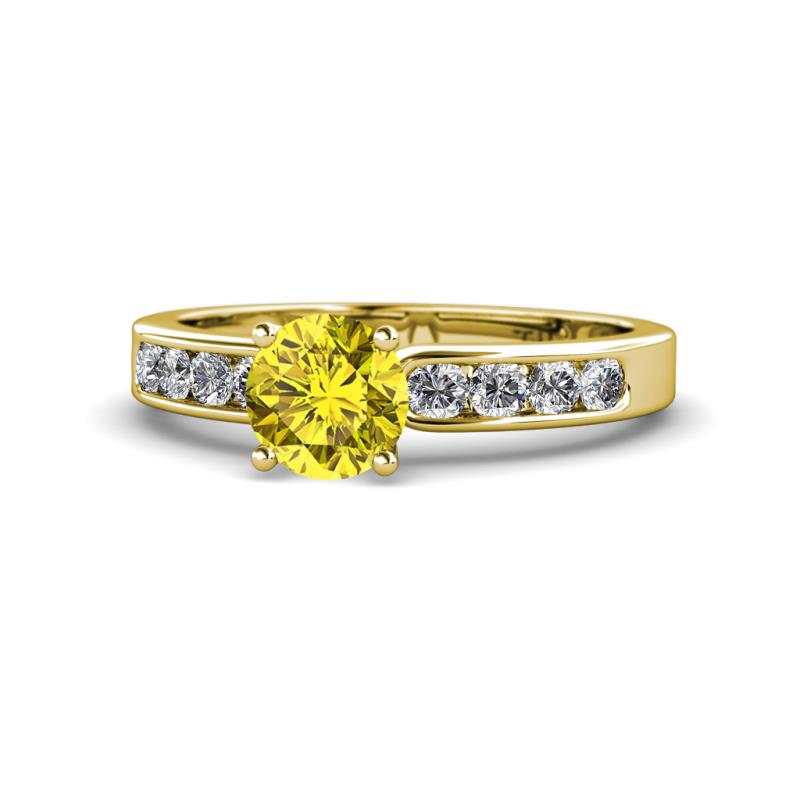 Enya Classic Yellow and White Diamond Engagement Ring 