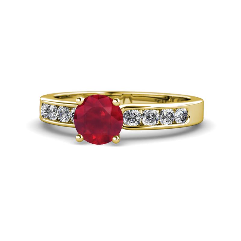 Enya Classic Ruby and Diamond Engagement Ring 