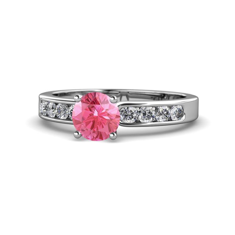 Enya Classic Pink Tourmaline and Diamond Engagement Ring 