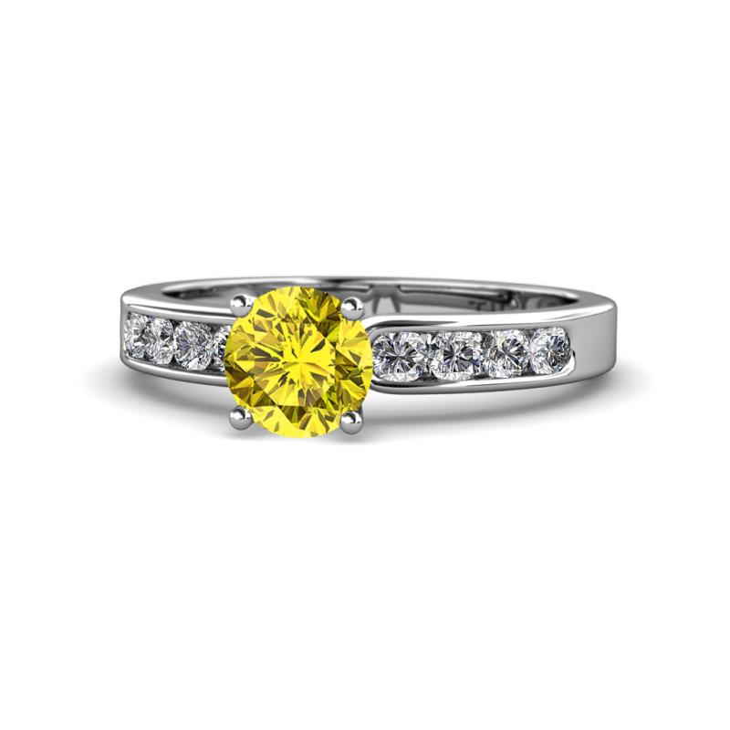 Enya Classic Yellow and White Diamond Engagement Ring 