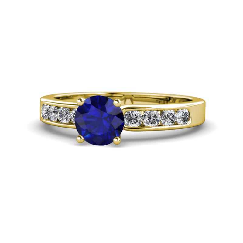Enya Classic Blue Sapphire and Diamond Engagement Ring 