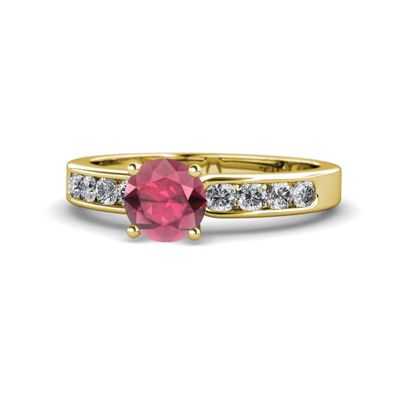 Enya Classic Rhodolite Garnet and Diamond Engagement Ring 